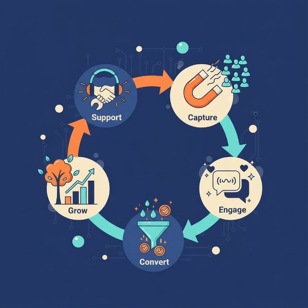 رآیند CRM چیست؟ معرفی 5 مرحلۀ سفر مشتری از جذب تا پشتیبانی