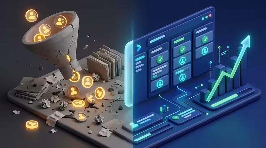 مقایسه قیف فروش معیوب و سیستم اتوماسیون CRM